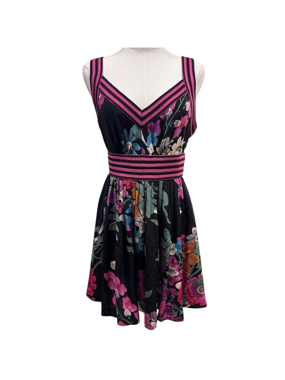 Plenty by Tracy Reese Women's Floral V-Neck Dress Size 8 Multicolor